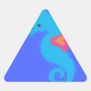 Sticker Triangulaire Carton bleu Seahorse
