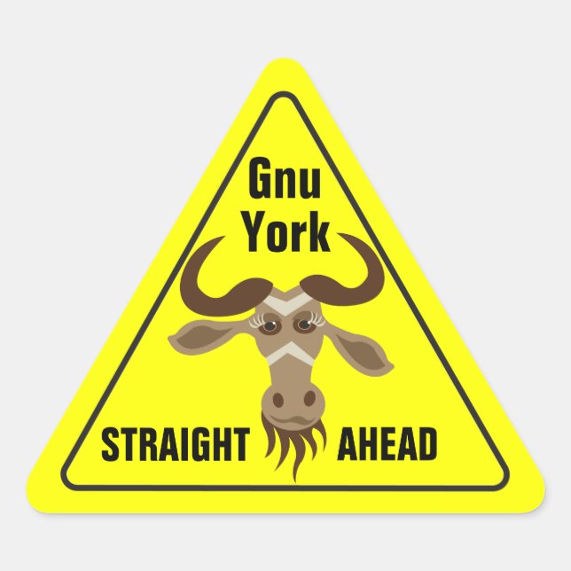 Sticker Triangulaire Certains Gnu Stuff_road sign_Gnu York Droit devant (Devant)