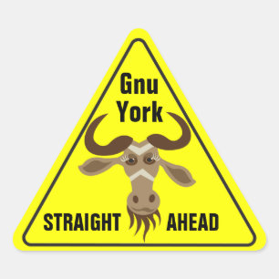 Sticker Triangulaire Certains Gnu Stuff_road sign_Gnu York Droit devant
