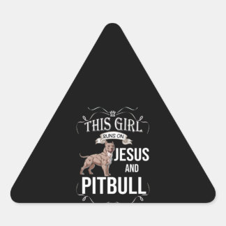 Sticker Triangulaire Cette fille court sur Jésus et Pitbull