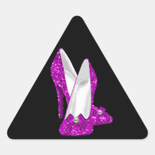 Sticker Triangulaire Chaussures à Talons Hauts Stiletto Pailletées Rose