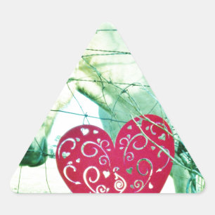 Sticker Triangulaire Cheval Blanc Coeur Rouge Saint Valentin