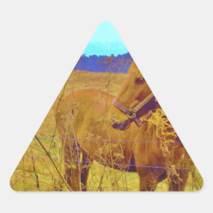 Sticker Triangulaire Cheval de couleur rétro