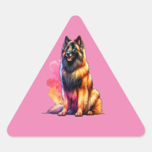 Sticker Triangulaire Chien belge Tervuren
