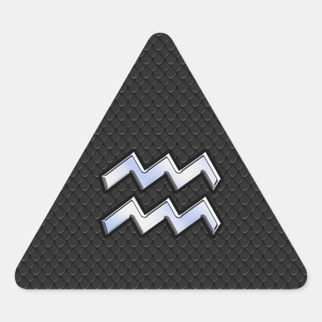 Sticker Triangulaire Chrome comme Aquarius Zodiac dans la peau de serpe (Devant)
