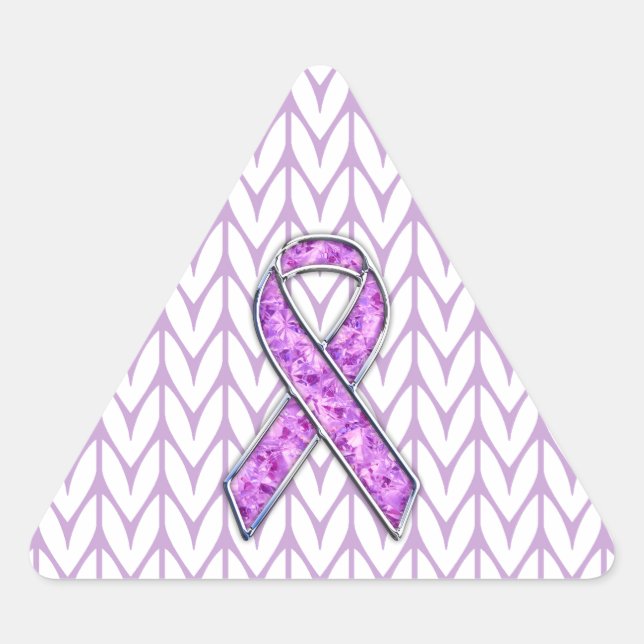 Sticker Triangulaire Chrome style Crystal Pink Ribbon Awareness Knit (Devant)