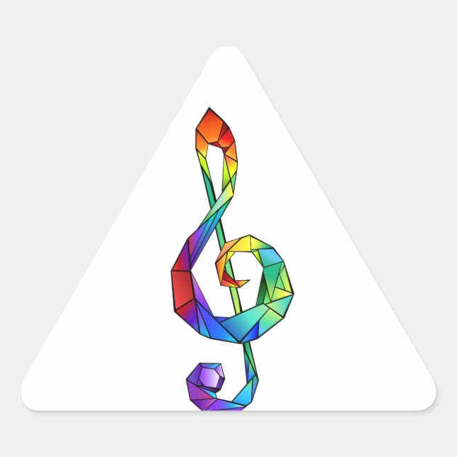 Sticker Triangulaire Clé de musique arc-en-ciel (Devant)