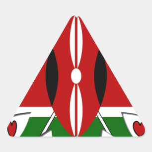 Sticker Triangulaire Cœurs charmants Kenya : motif artistique de drapea