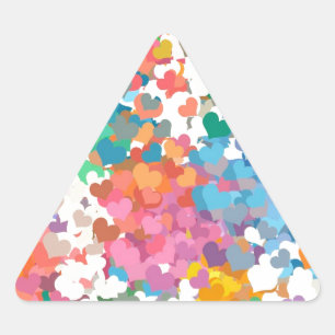 Sticker Triangulaire Coeurs Pastel Confetti