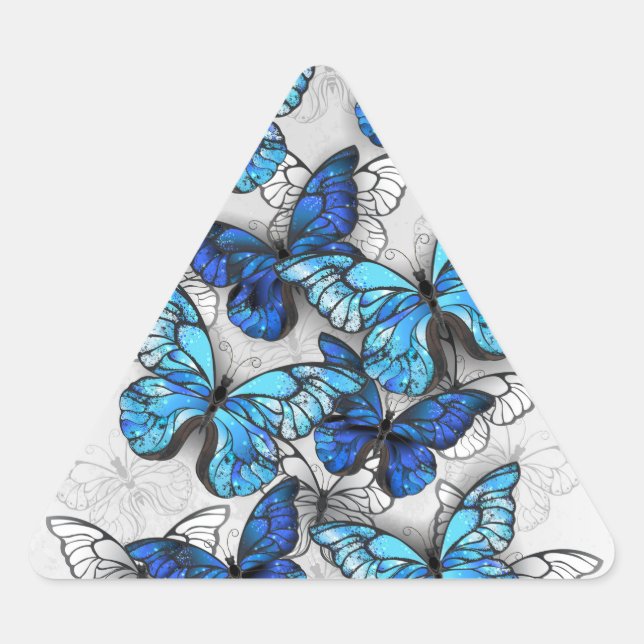 Sticker Triangulaire Composition des White and Blue Butterflies (Devant)