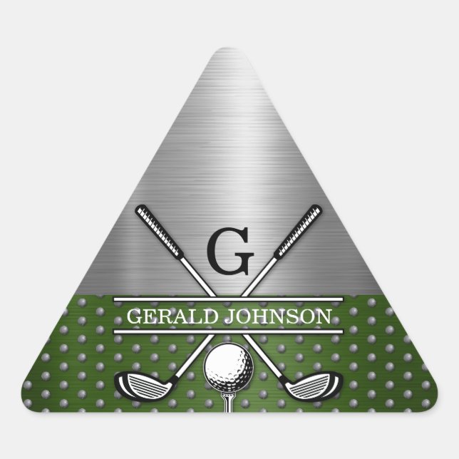Sticker Triangulaire Conception de monogramme de golf personnalisé (Devant)