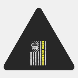 Sticker Triangulaire Conducteur de bus scolaire Drapeau américain, Cond