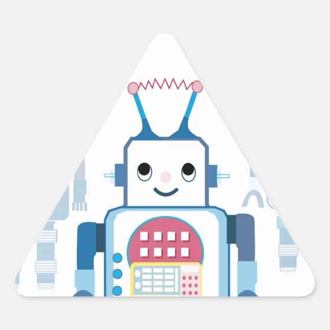 Sticker Triangulaire Cool Blue Robot Cadeaux Nouveautés (Devant)