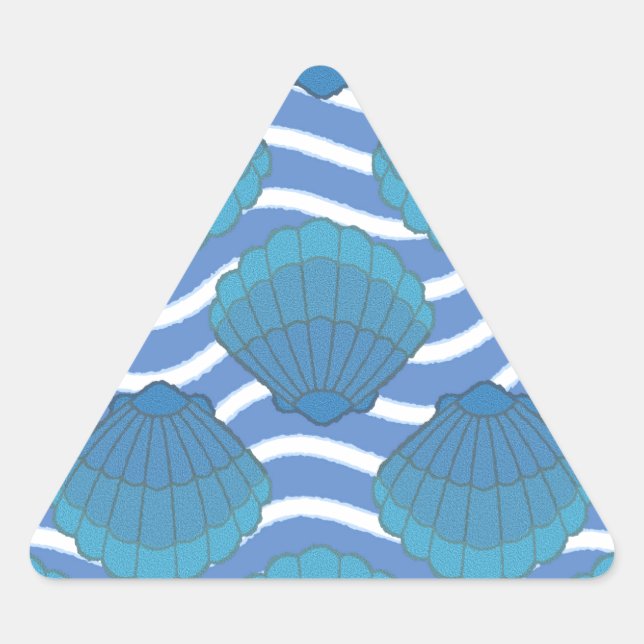 Sticker Triangulaire Coquillage vintage Et Motif Vagues (Devant)