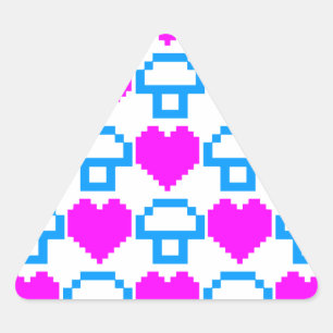 Sticker Triangulaire Corey Tiger Champignons Cœurs 8 bits 80s
