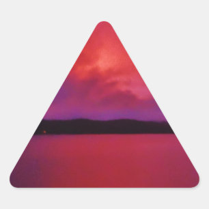 Sticker Triangulaire Coucher de soleil rose vif sur le lac Arrowhead
