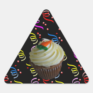 Sticker Triangulaire Cupcake de carottes avec Confetti