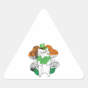 Sticker Triangulaire Cute Cat Leprechaun