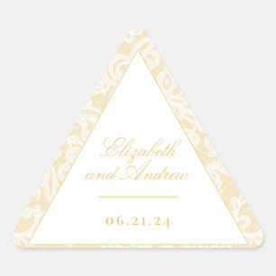 Sticker Triangulaire Dentelle d'or sophistiquée Mariage élégant