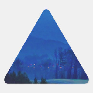 Sticker Triangulaire Des lumières scintillantes dans un Blue Mountain M
