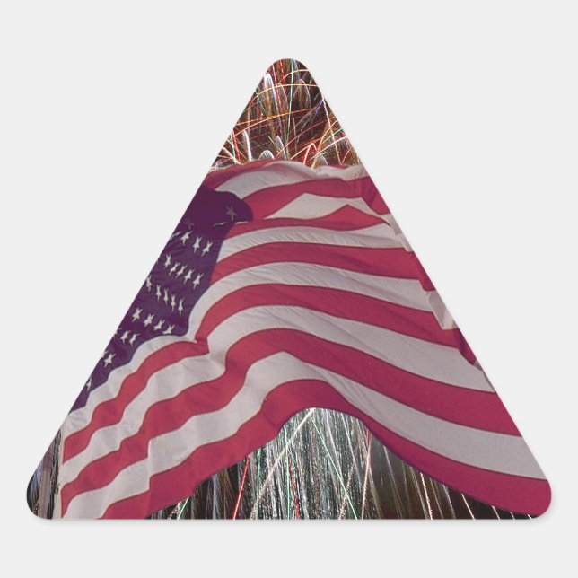 Sticker Triangulaire Drapeau américain et feux d'artifice (Devant)