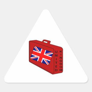 Sticker Triangulaire Drapeau du Royaume-Uni Valise Rouge