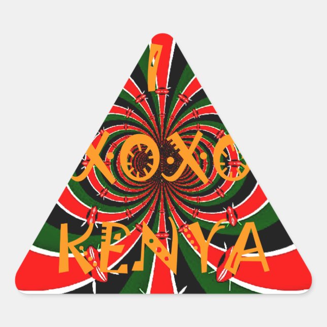 Sticker Triangulaire Drapeau Kenya d'inspiration africaine - Art Abstra (Devant)