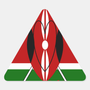 Sticker Triangulaire Drapeau national de la République du Kenya Noir ro