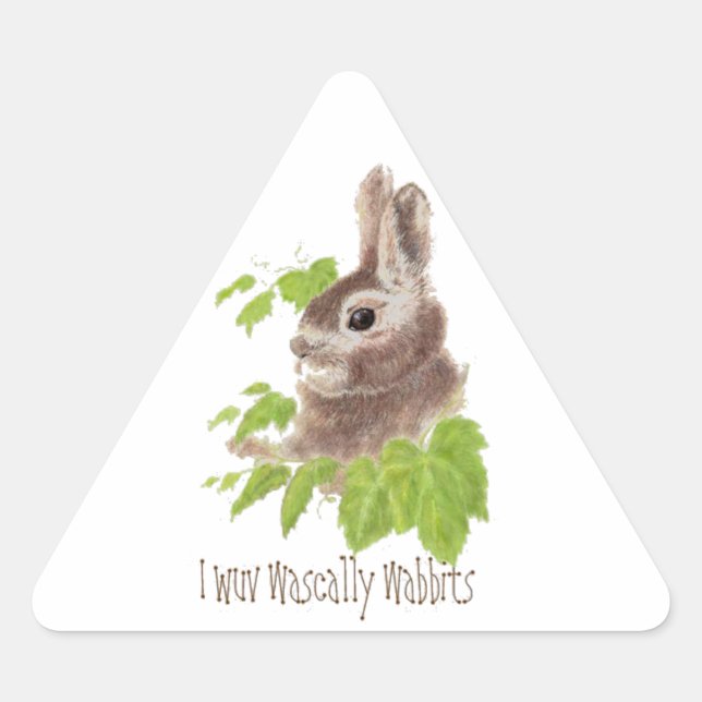 Sticker Triangulaire Drôle je wuv était wabbits, Lapin, Lapin (Devant)