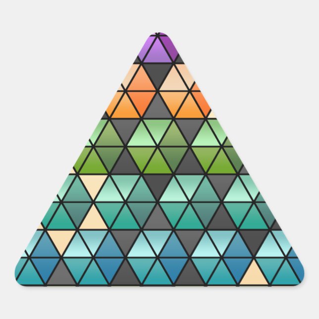 Sticker Triangulaire Édredon d'hexagone (arc-en-ciel chaud) (Devant)