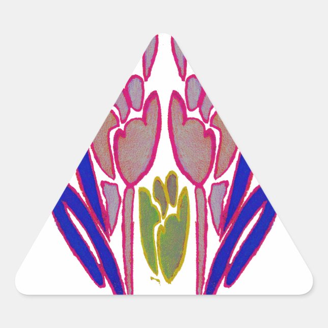 Sticker Triangulaire Elégante aquarelle Rose Imprimer (Devant)