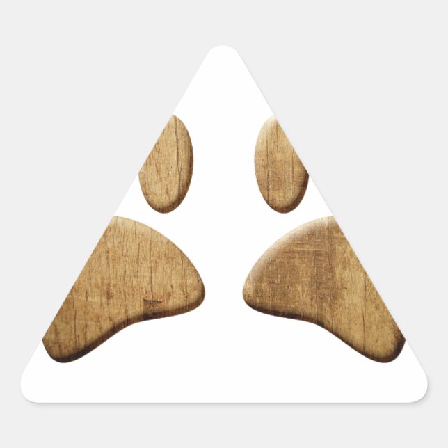 Sticker Triangulaire Empreinte de patte de chien de bois (Devant)