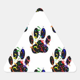 Sticker Triangulaire Empreintes de pattes Confetti Et Motif Party Strea
