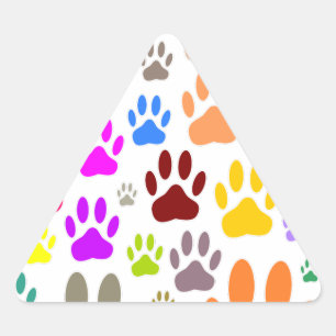 Sticker Triangulaire Empreintes de pattes de chiens partout