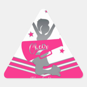 Sticker Triangulaire Étoiles roses et blanches Chaudes Fête de Cheer-le