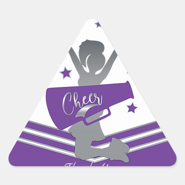 Sticker Triangulaire Étoiles violettes et blanches Cheer Soirée (Devant)