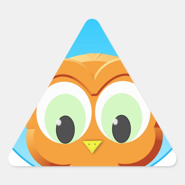 Sticker Triangulaire Face D'Une Petite Chouette (Devant)