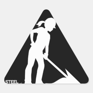 Sticker Triangulaire Femmes travaillant l'autocollant orienté de
