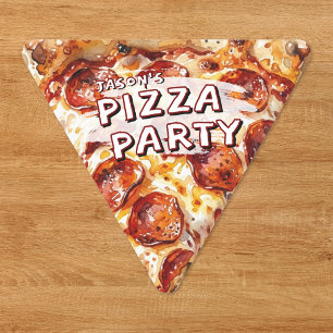 Sticker Triangulaire Fête d'anniversaire des enfants Pizza Party