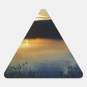 Sticker Triangulaire Fleur sauvage, coucher de soleil bleu