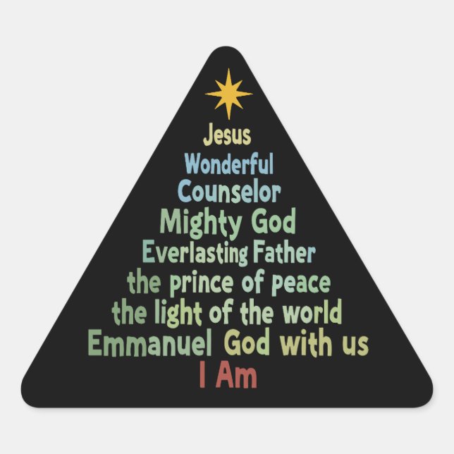 Sticker Triangulaire Foi cadeau d'arbre de Noël Christian Holiday Joyeu (Devant)