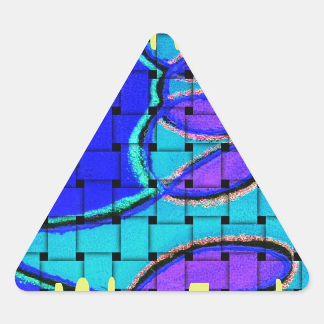 Sticker Triangulaire Français Bleu Africain Tissé Abstrait violet forme (Devant)