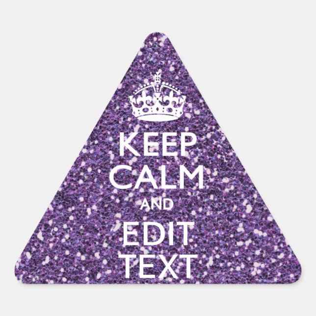 Sticker Triangulaire Glamour violet garder le calme Personnalisé (Devant)