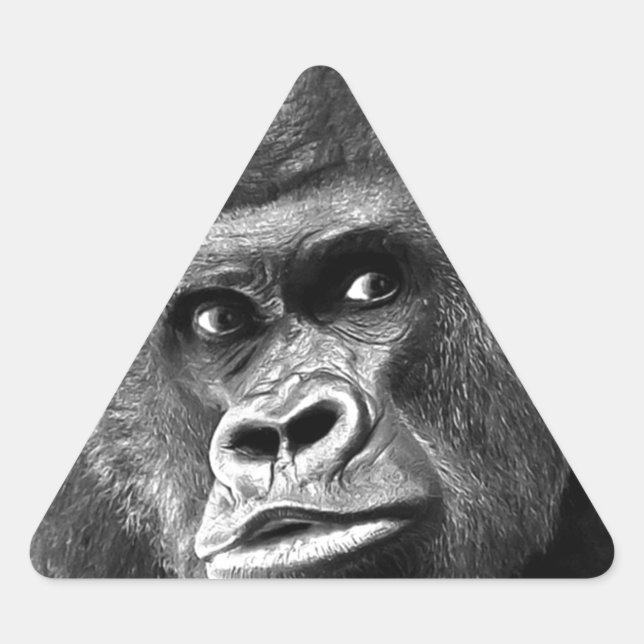 Sticker Triangulaire Gorille noire blanche (Devant)