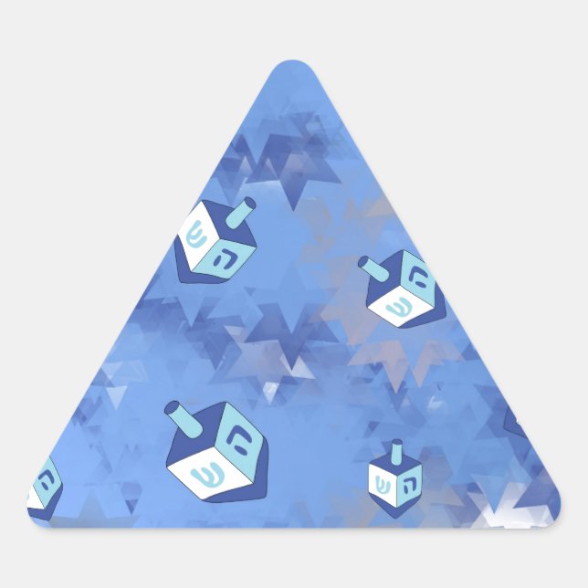 Sticker Triangulaire Happy Hanoukka Falling Stars and Dreidels (Devant)