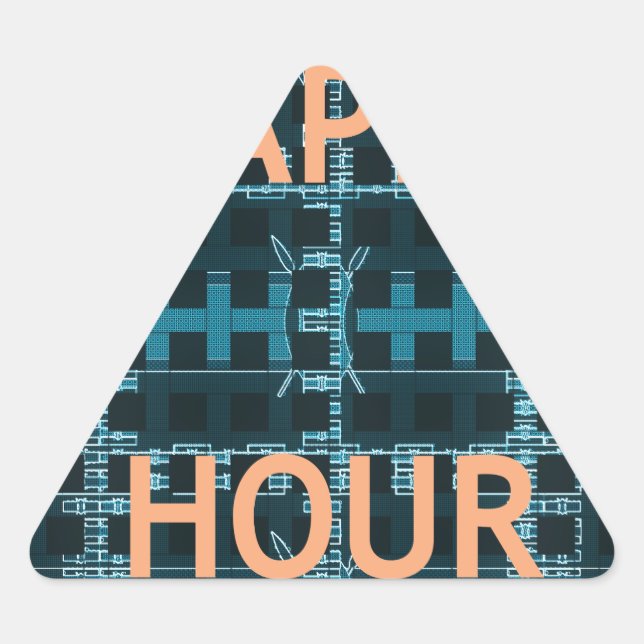Sticker Triangulaire Happy Hour Texte bleu Vector Art Imprimer (Devant)