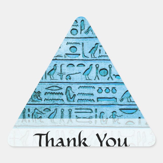 Sticker Triangulaire Hiéroglyphes égyptiens antiques bleu (Devant)