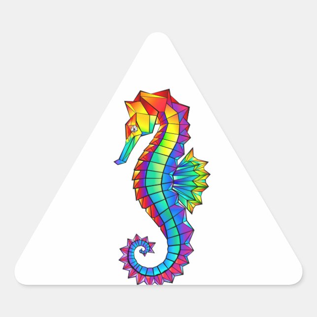 Sticker Triangulaire Hippocampe polygonal arc-en-ciel (Devant)