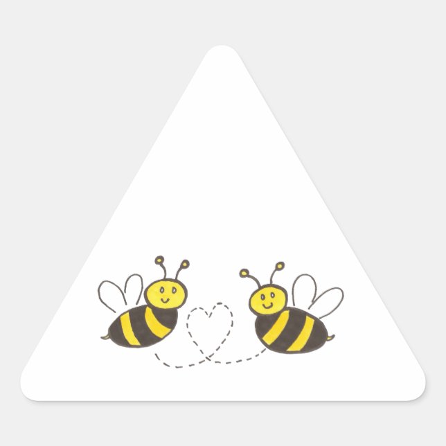 Sticker Triangulaire Honey Bees with Heart (Devant)