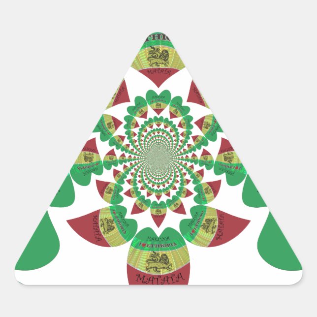 Sticker Triangulaire I Love Ethiopia Kaleidoscope - Heartfeel Rasta Art (Devant)